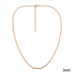 Stainless Steel 3Mm Herringbone Chain, 40+5Cm W/Rose Gold Ip Plating