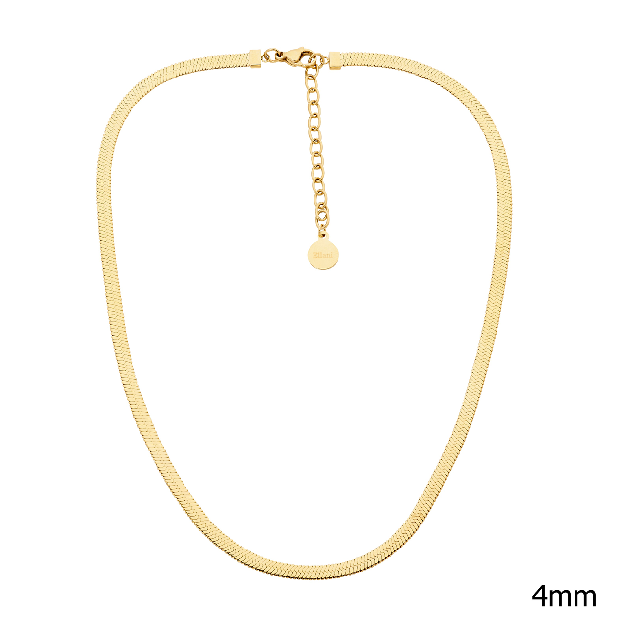 Stainless Steel 4Mm Herringbone Chain, 40+5Cm W/Gold Ip Plating