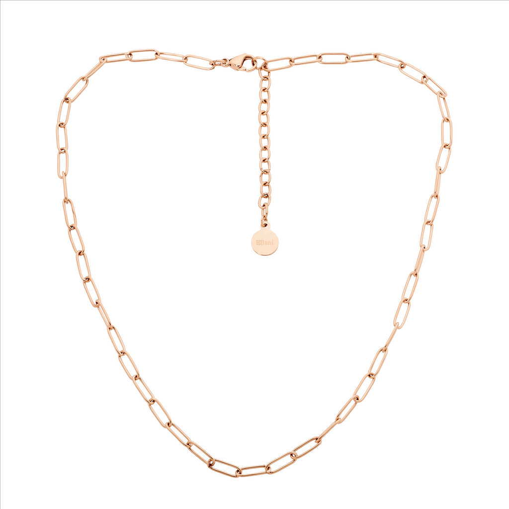 Stainless Steel Paperclip Chain, 40+5Cm W/Rose Gold Ip Plating