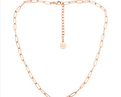 Stainless Steel Paperclip Chain, 40+5Cm W/Rose Gold Ip Plating