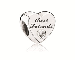 Inscribed Best Friends Silver Heart Charm