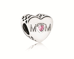 Mum Heart Openwork Silver Heart Charm