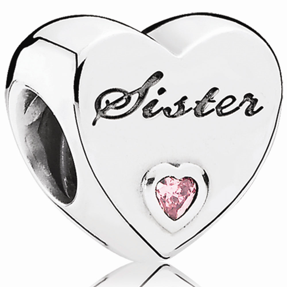 Sister's Love Silver Heart Charm
