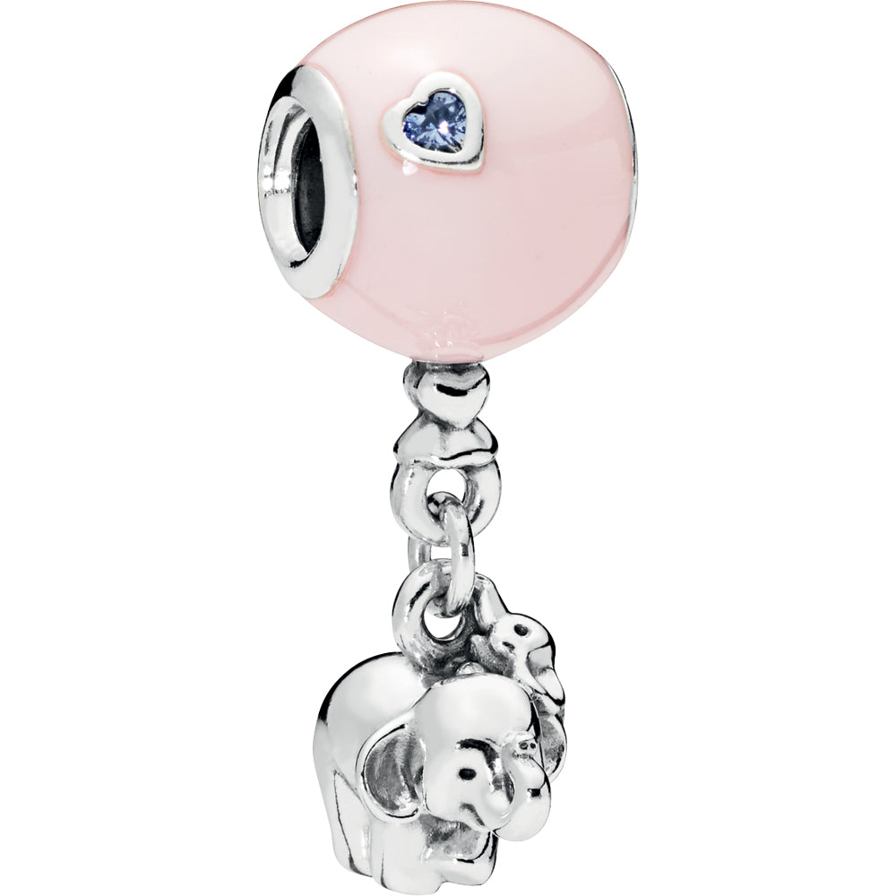 Elephant & Pink Balloon Silver Charm