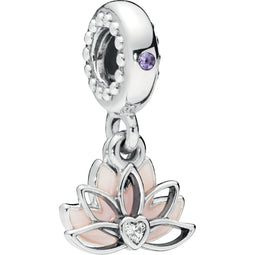 Serene Lotus Flower Silver Hanging Charm