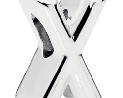 Letter X Silver Charm