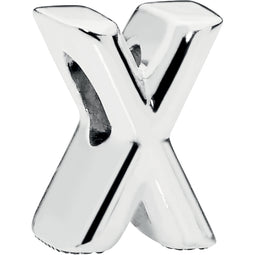 Letter X Silver Charm