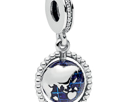 Spinning Globe Silver Hanging Charm