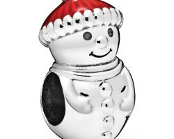 Snowman & Christmas Hat Silver Charm