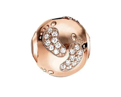 Charm Club Footprints Rose Gold Plated Cz Karma Bead