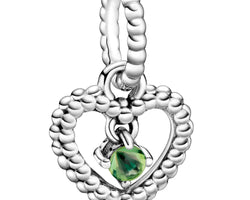 Pandora Silver August Spring Green Heart Hanging Charm