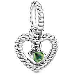 Pandora Silver August Spring Green Heart Hanging Charm