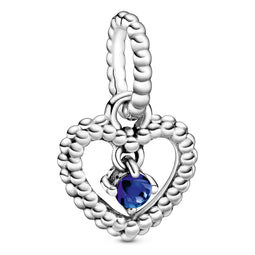 Pandora Silver September Royal Blue Heart Hanging Charm