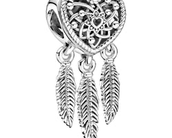 Pandora Heart & Feathers Dreamcatcher Charm