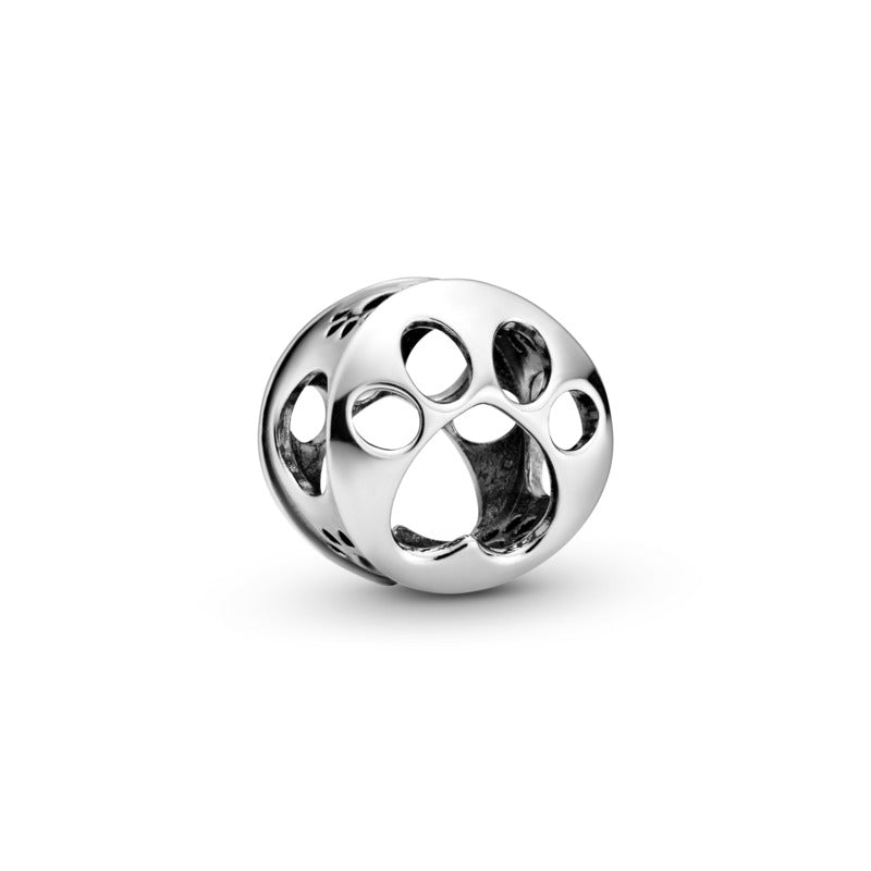 Paw Print Openwork Silver Charm