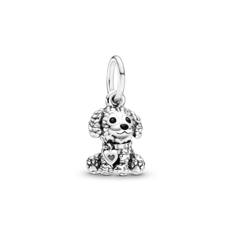 Poodle Puppy Silver Hanging Charm