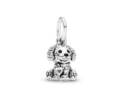 Poodle Puppy Silver Hanging Charm