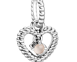 Pandora Silver June Misty Rose Heart Hanging Charm