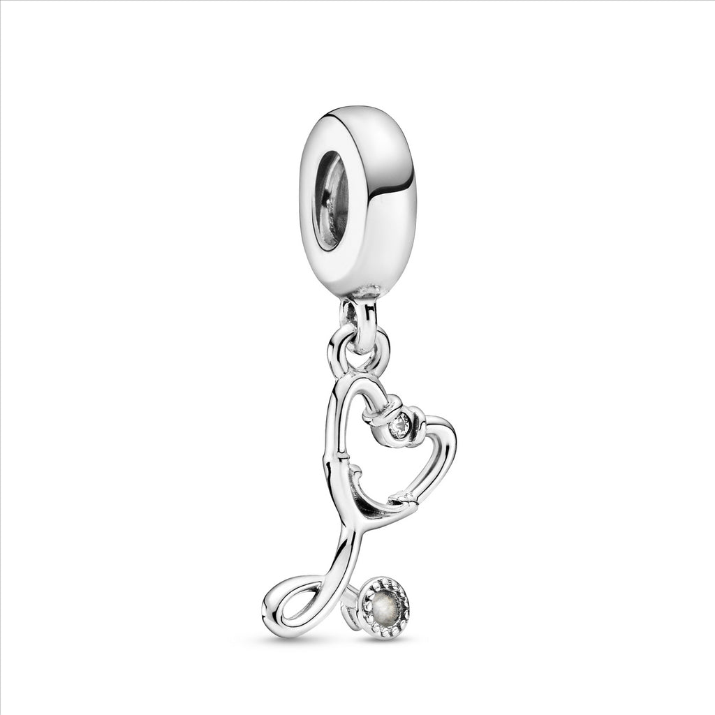 Stethoscope Heart Silver Hanging Charm