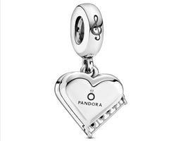 Grand Piano Heart Silver Hanging Charm