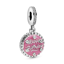 Birthday Cake Silver Hanging Charm