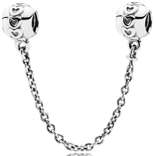 Hearts Silver Safety Chain