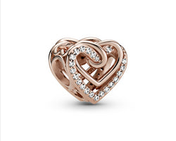 Pandora Rose Sparkling Entwined Hearts Charm