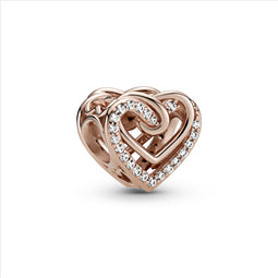 Pandora Rose Sparkling Entwined Hearts Charm