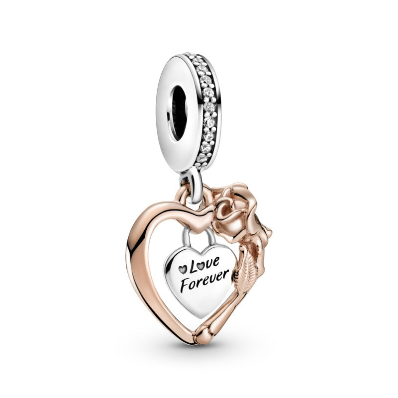 Heart Sterling Silver And Pandora Rose Dangle