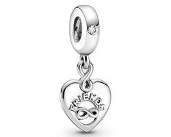 Friends And Infinity Heart Dangle With Clear Cubic Zirconia