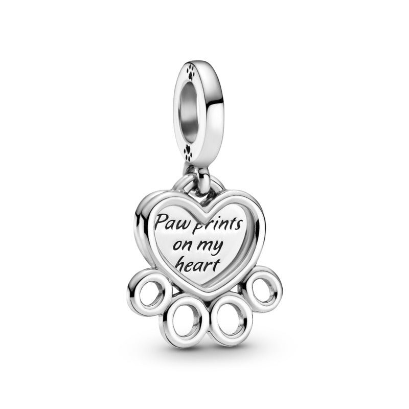 Paw Print And Heart Dangle
