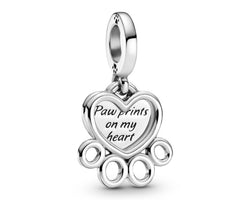 Paw Print And Heart Dangle
