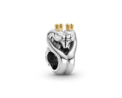 Swans And Heart 14K Gold And Silver Charm