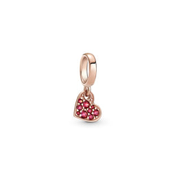 Pandora Rose Red Pave Tilted Heart Hanging Charm