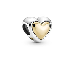 Two Toned Silver And 14ct Domed Golden Heart