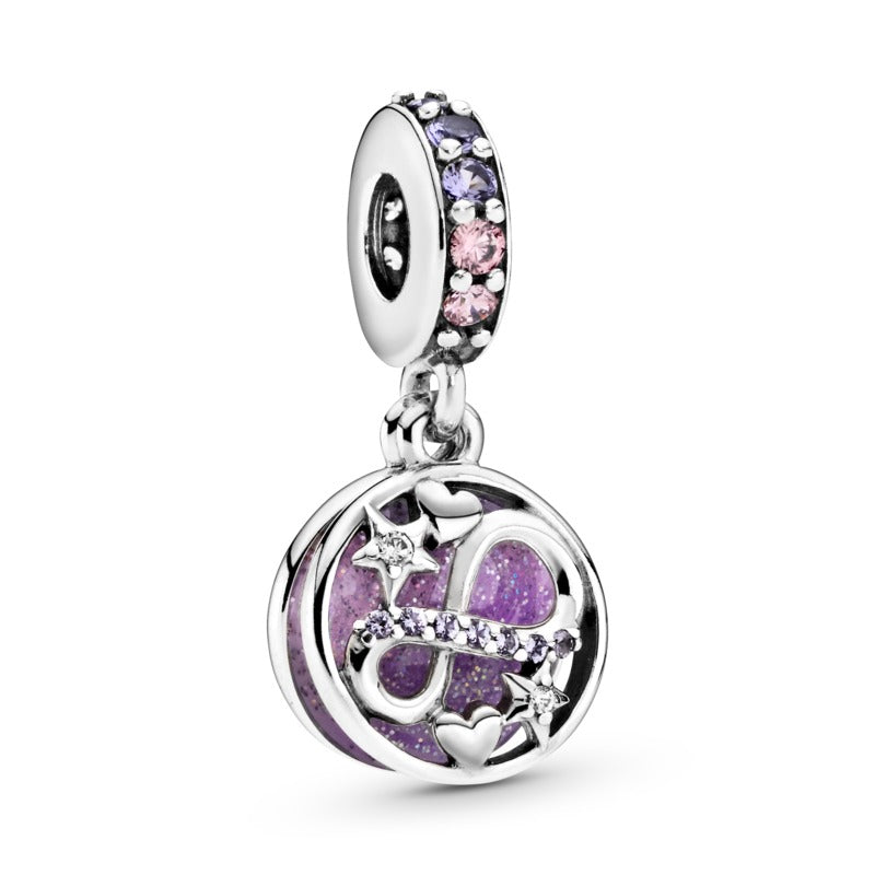 Infinity Hearts & Stars Silver Hanging Charm