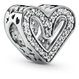 Sparkling Freehand Hearts Charm w CZ