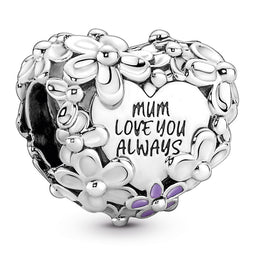 Pandora Heart Charm With Pink And Violet Enamel