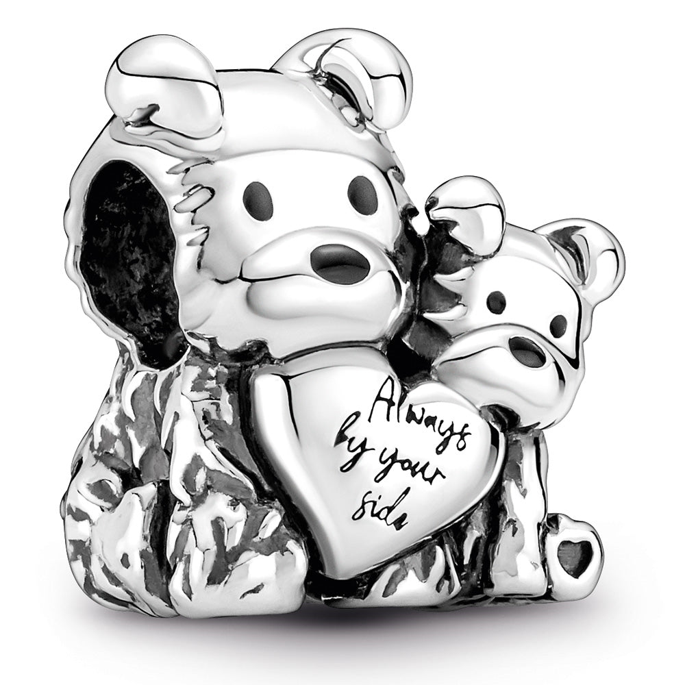 Pandora Mother Dog And Puppy Charm With Black Enamel