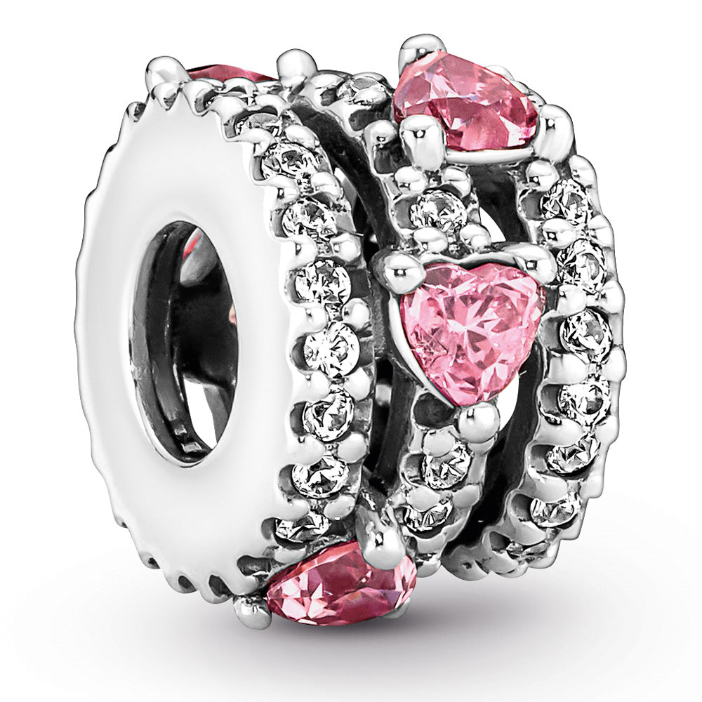 Pandora Hearts Charm With Clear And Fancy Pink Cz