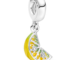 Pandora Lemon Slice Dangle Charm, Shaded Yellow And Lime Green Enamel With Cz