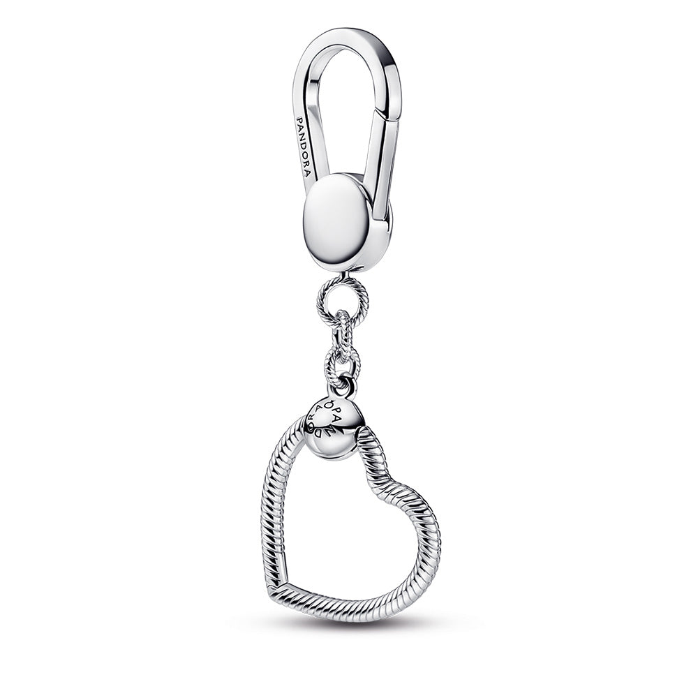 Sterling Silver Bag Charm Holder With Small Pandora Heart O Pendant