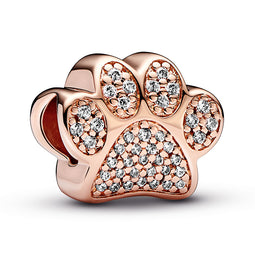 Paw 14K Rose Gold-Plated Charm With Clear Cubic Zirconia