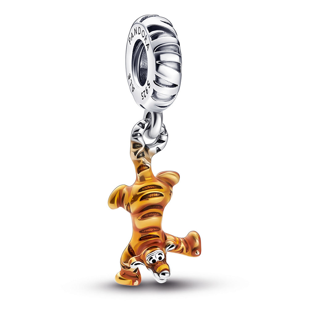 Disney Tigger Sterling Silver Dangle With Transparent Orange