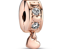 Heart 14K Rose Gold-Plated Clip With Clear Cubic Zirconia And Silicone Grip