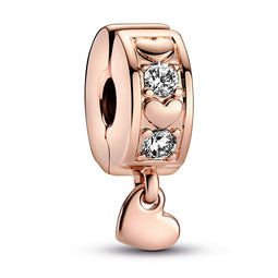 Heart 14K Rose Gold-Plated Clip With Clear Cubic Zirconia And Silicone Grip