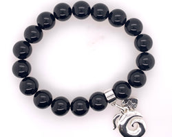 Onyx Stretchy Bracelet 10mm Beads.Koru