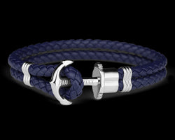 Paul Hewitt Navy Leather Bracelet