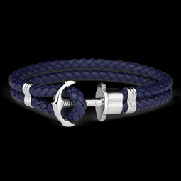 Paul Hewitt Navy Leather Bracelet