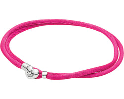 Moments Fabric Cord Friendship Pink/Sil Bracelet